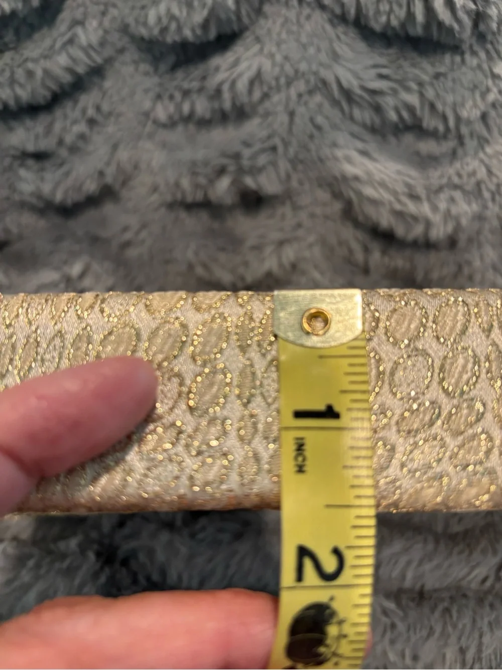 Vintage Bobbie Jerome Textured Gold Evening Clutch with Crystal Kiss Lock
